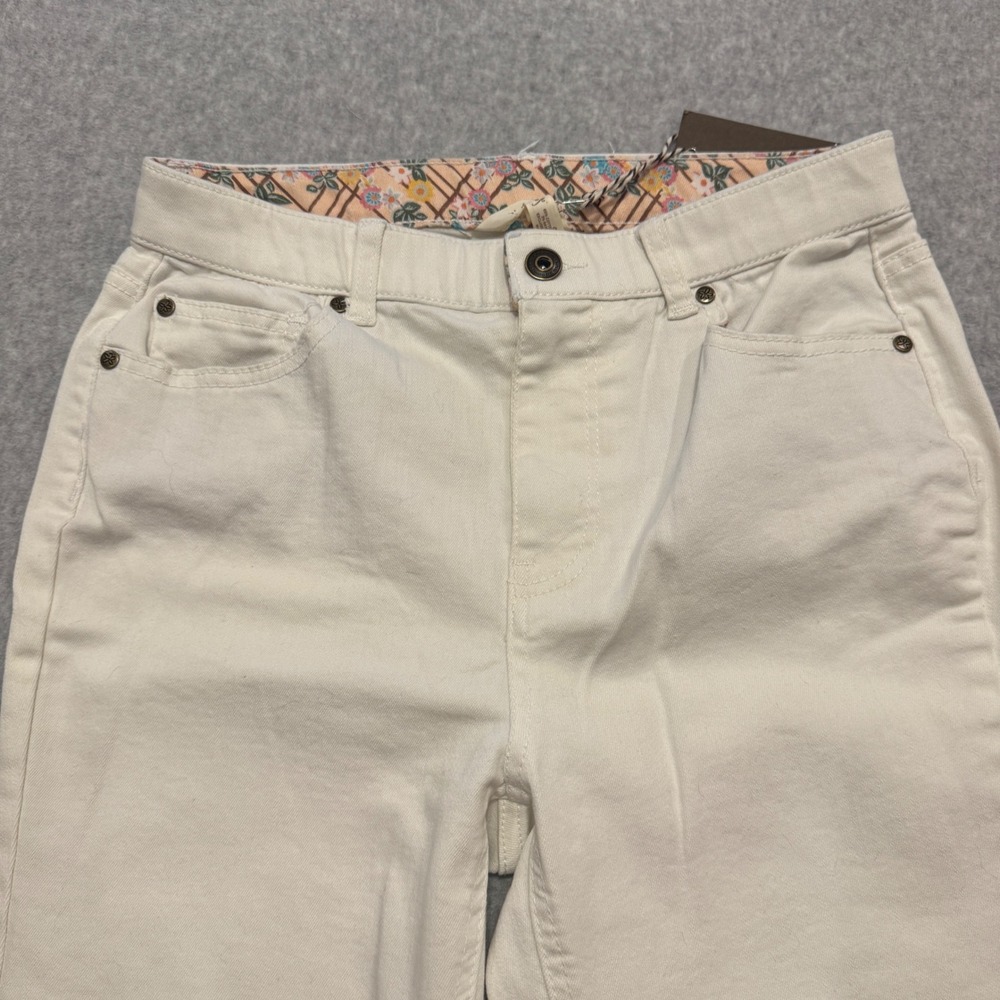 NWT Matilda Jane Womens White Floral Cuffed Denim Jeans Size 8 Straight Leg - Picture 7 of 12